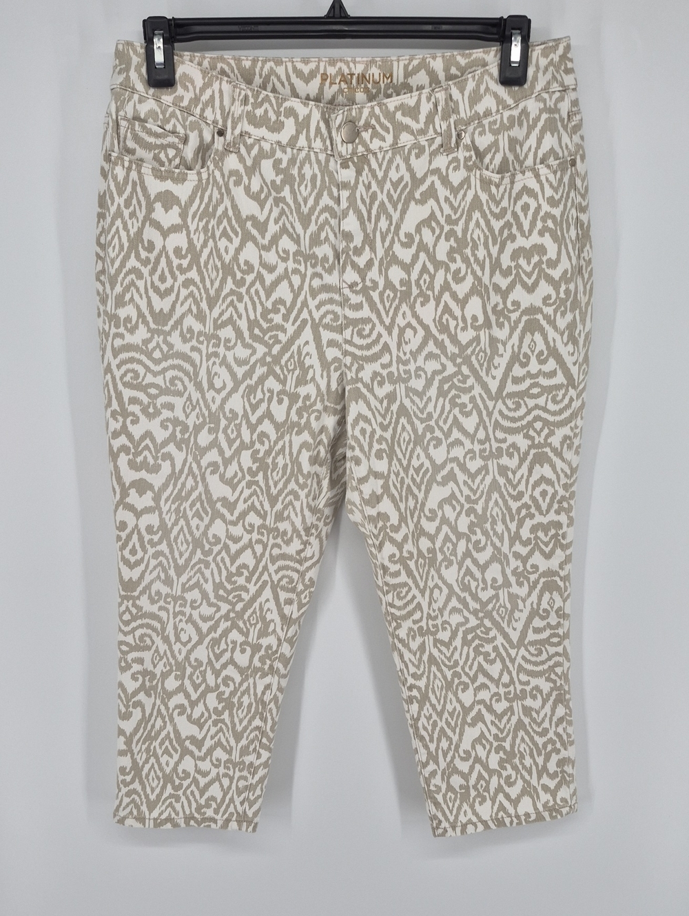 Chicos Platinum Crop Petite Denim Pants Size 2 (US 12) Demask Pattern Cropped
